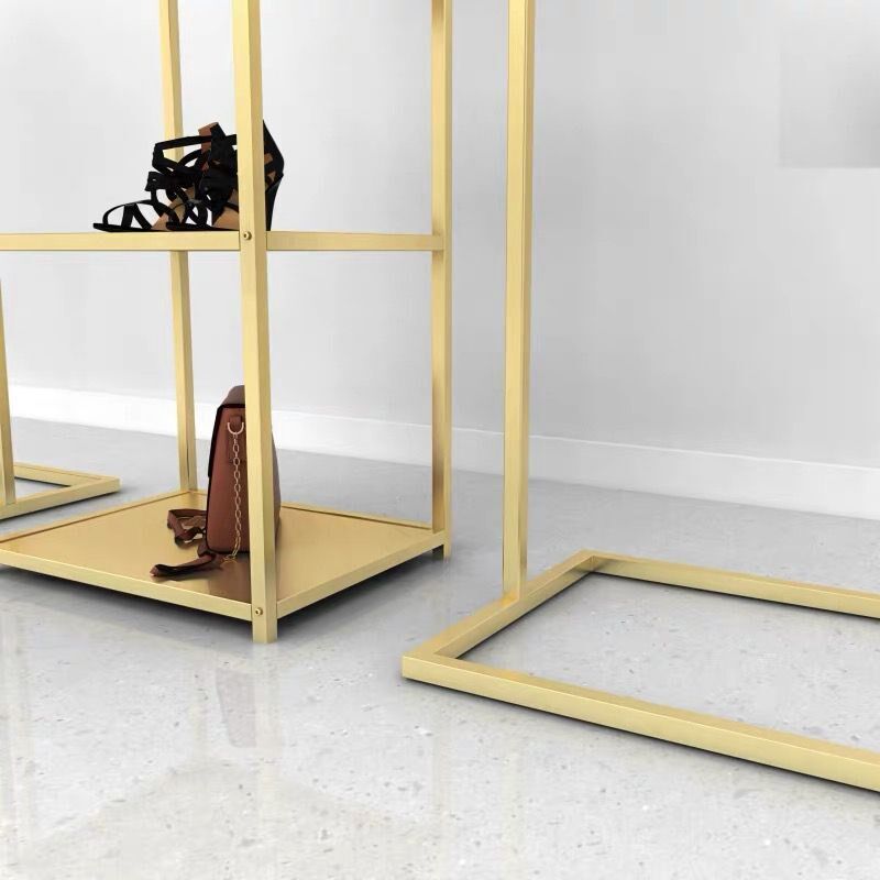 铁艺方管服装架展示架 落地式婚纱陈列架侧挂龙门衣架 服装店货架