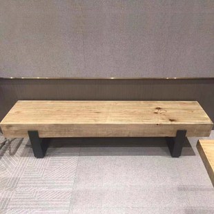 北欧简约原木长条凳民宿家用换鞋凳客厅实木复古电视柜创意矮凳子