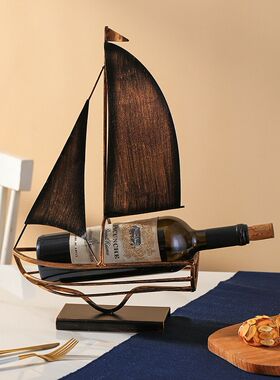 复古怀旧帆船红酒架工艺品欧式酒柜装饰品摆件创意玄关家居装饰品