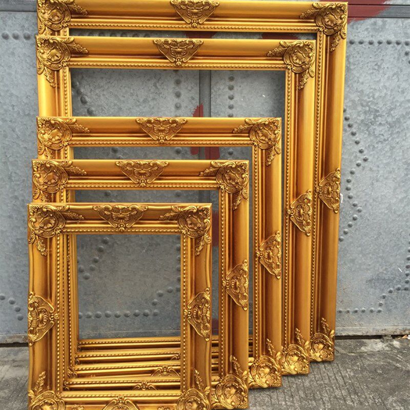 复古欧式定做实木婚纱照相框36寸油画十字绣床头客厅挂墙金色画框