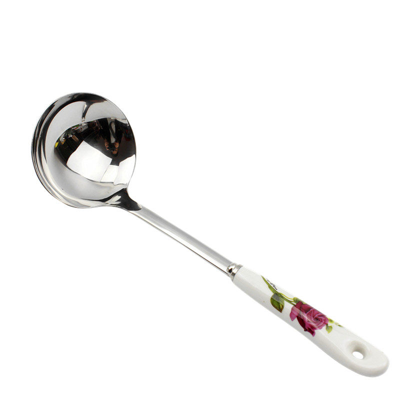 包邮精品韩式陶瓷柄炊具汤勺蓝玫瑰锅铲饭勺漏勺红玫瑰漏铲粥勺