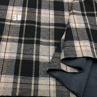 冬款保暖加绒锦棉格子面料厚实弹力英伦风马甲裙外套风衣裤布料