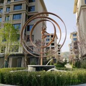 不锈钢水景圆环雕塑金属艺术创意跳舞蹈少女人物雕像户外楼盘景观