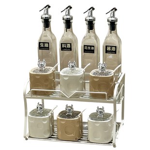 轻奢高颜值调味罐套装家用厨房调味品酱醋瓶收纳架陶瓷盐罐调料盒