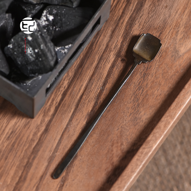 手工复古铜小铲子家用黄铜茶铲碳烤炉小工具碳灰铲子茶具配件铜铲