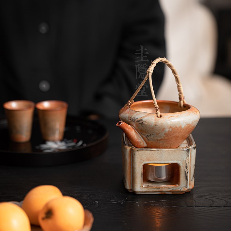 圭隐堂志野烧窑变粗陶温茶炉家用复古蜡烛底座暖茶器茶道保温炉子