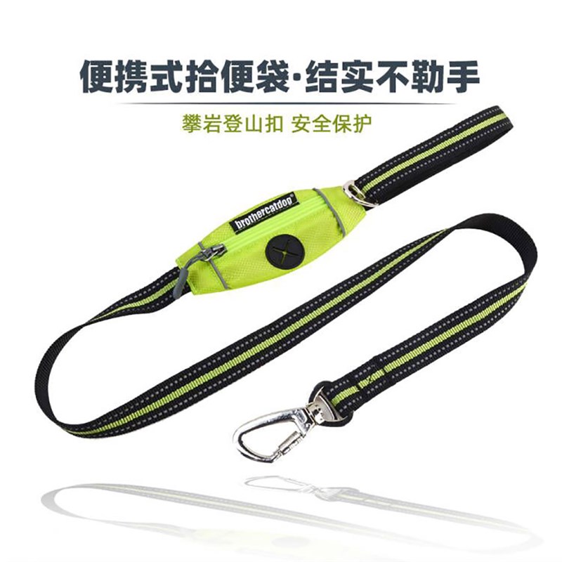 溜狗狗牵引绳小型犬 防挣脱结实狗链子 夜间反光条荧光防走丢狗绳