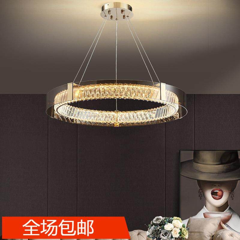轻奢客厅吊灯简约后现代艺术灯大气餐厅卧室创意莫比斯环水晶吊灯