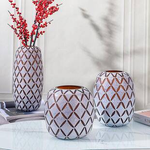 创意菠萝欧式北欧风玻璃花瓶高档刻磨工艺轻奢家软装摆件家居装饰