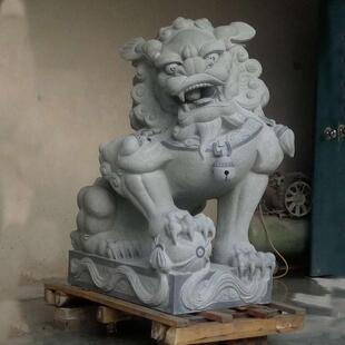 农村别墅大门口石狮子石雕石头石狮子摆件青石雕刻石狮子摆件
