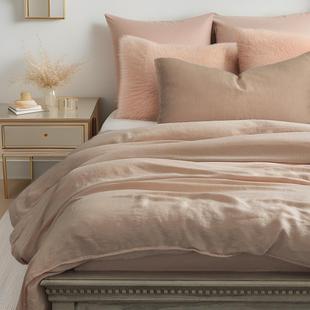 屿川优选丨酵素水洗100支兰精天丝四件套纯色被套日式民宿复古风4