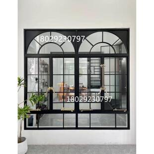 法式复古老钢窗断桥铝合金门窗老洋房别墅金属格子玻璃平开门窗