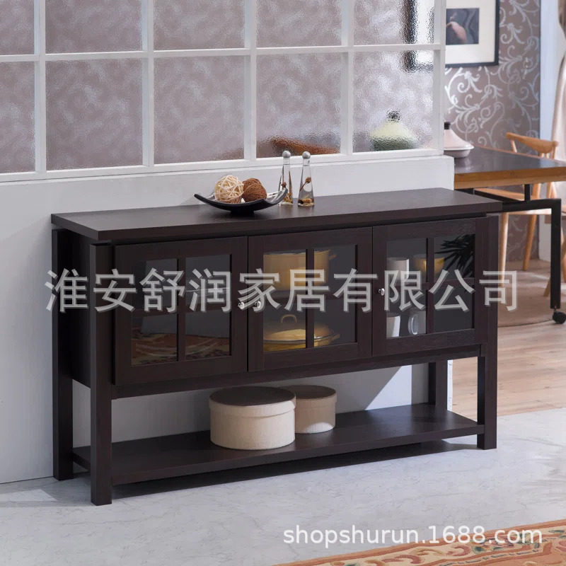 意式餐边柜高柜一体家用靠墙玄关柜客厅茶水柜透明玻璃门置物架图片
