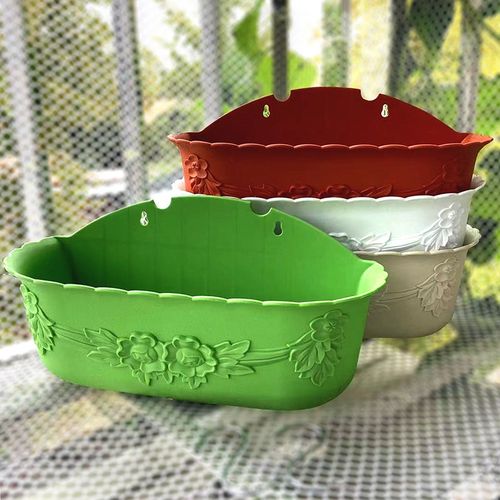 浮雕壁挂花盆绿萝挂篮盆半圆挂壁式加厚环保悬挂半壁吊兰环保挂盆