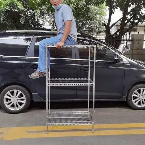 三层镀铬小货架不锈钢线网移动家用置物架展示储物边角架自由组合