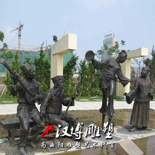 人物雕塑公园小品雕塑踩高跷雕塑玻璃钢仿铜雕塑城市民俗文化雕塑