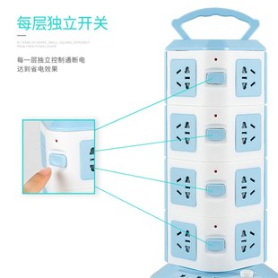 多功能插排塔形防过载插座立体式排插usb插板多孔家用宿舍拖线板