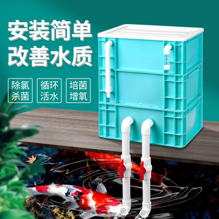 周转箱过滤箱鱼池水循环系统上滴流盒鱼缸diy过滤器外置水泵装置