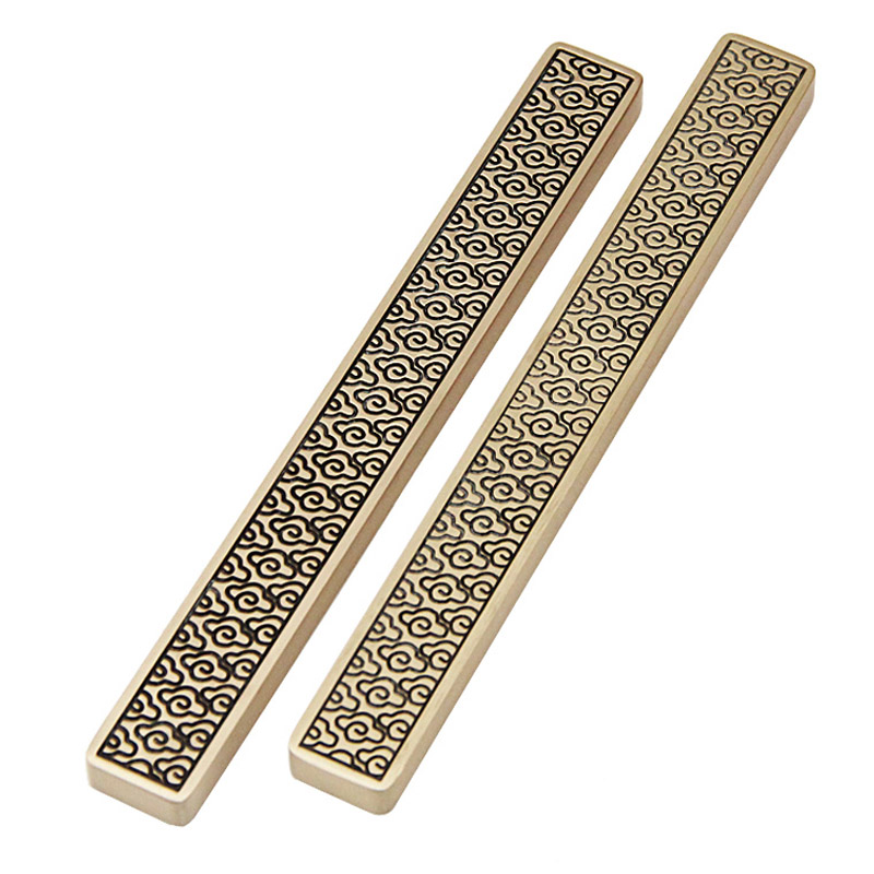 明色朱肉祥云黄铜镇尺文房四宝纸镇仿古书镇金属书法用品压书摆件