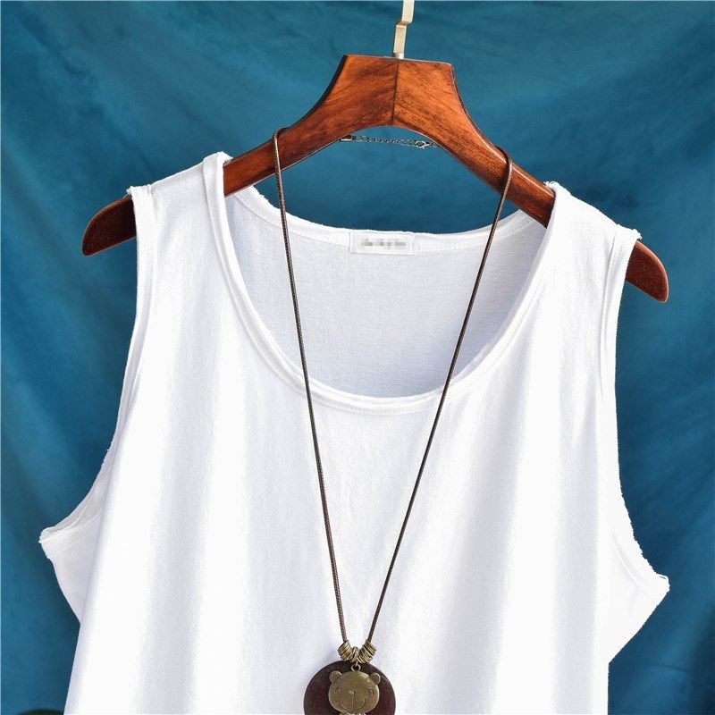 长款叠穿纯棉宽松大码内搭无袖破洞背心女外穿卫衣吊带春秋打底衫