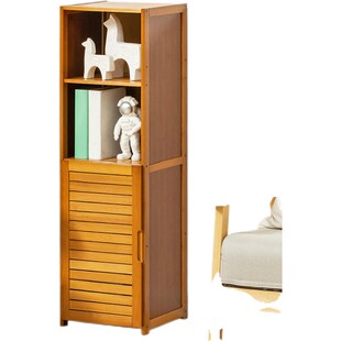 楠竹子书架简易置物架落地小型带门夹缝窄40长60宽30cm深竹制书柜