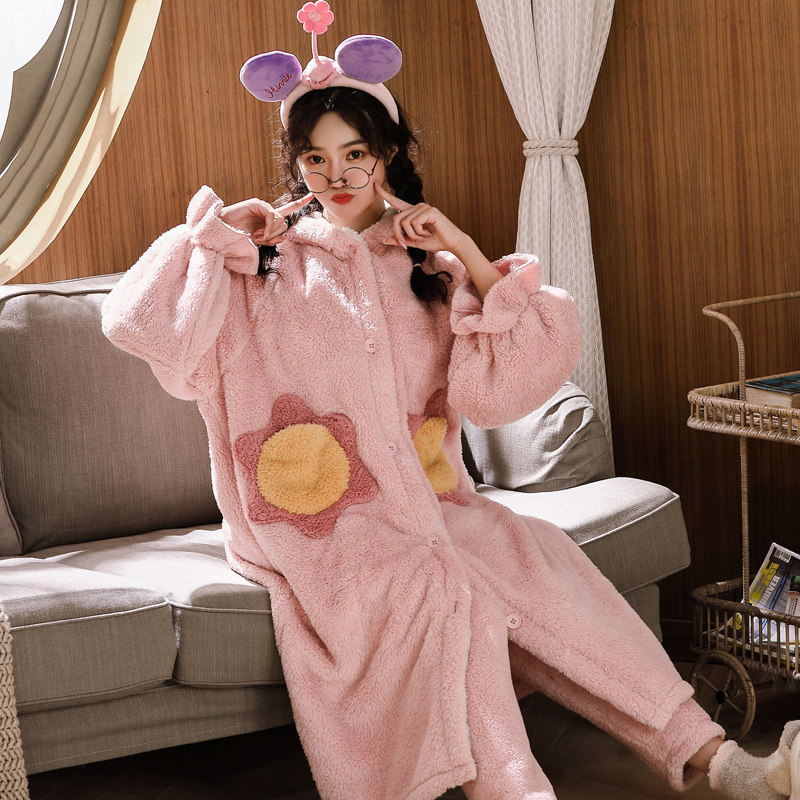 秋冬季睡衣女可爱睡裙加长款珊瑚绒睡袍男士加绒加厚情侣浴袍套装,女士内衣/男士内衣/家居服,睡袍/浴袍,淘宝优惠券,粉丝福利购,淘宝优惠卷