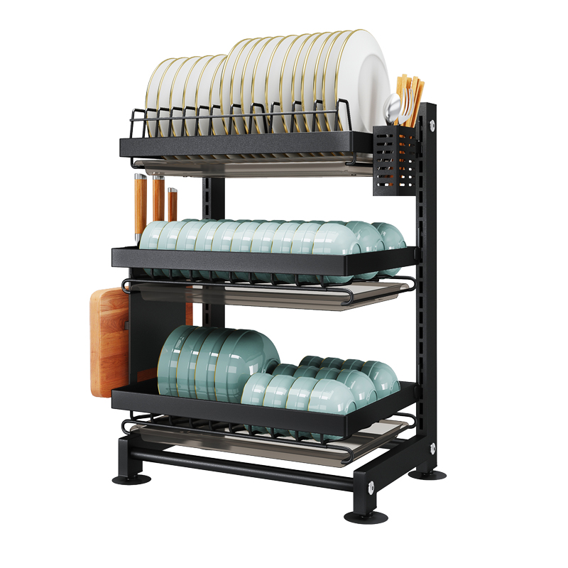 厨房置物架碗碟碗盘收纳架沥水架家用多功能放碗架碗筷收纳盒碗柜