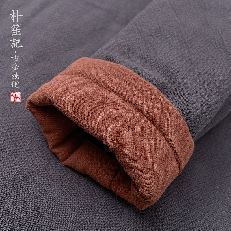 朴笙记秋冬中长款可水洗棉衣复古中国风斜襟棉袍大码盘扣道服长袍