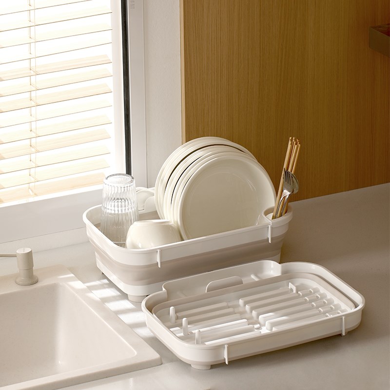 折叠沥水架碗碟架新款2023台面单层筷子水杯滤水收纳篮厨房置物架