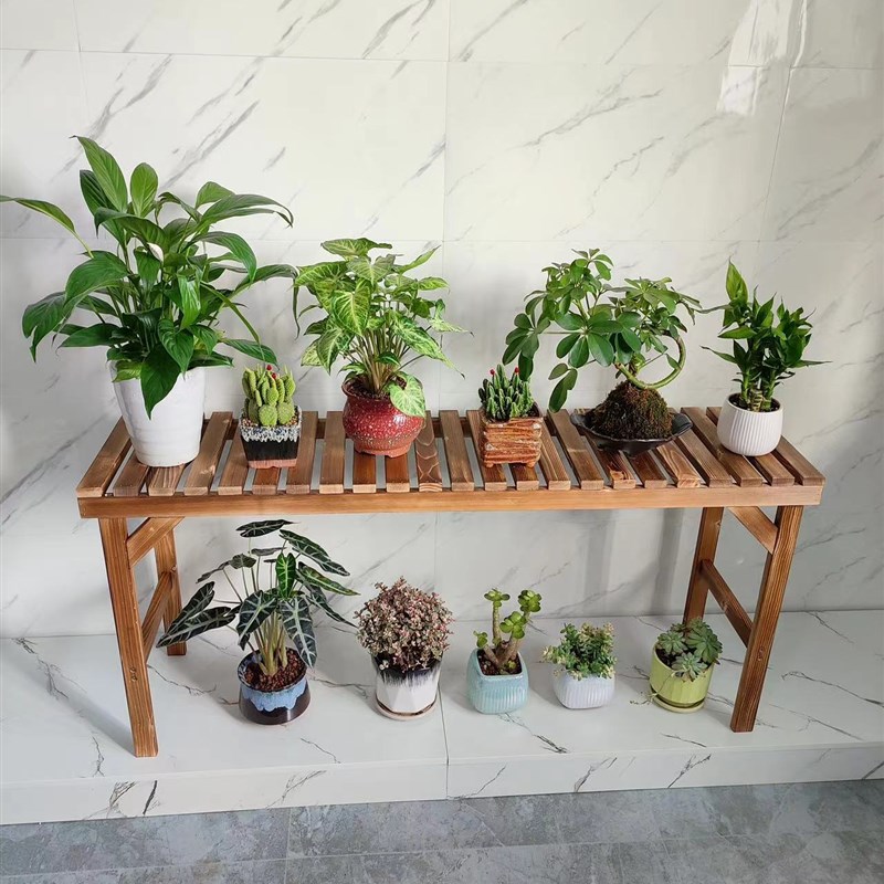 实木花架户外阳台窗台大盆栽多用款花架收纳架客厅室内花架实木