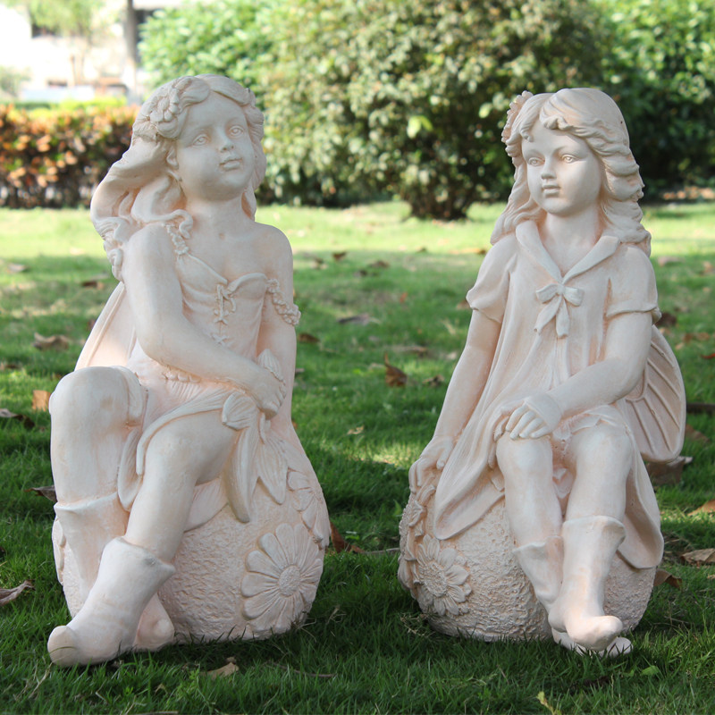 欧式户外阳台装饰天使创意雕塑花仙子雕像庭院门口人物落地摆件