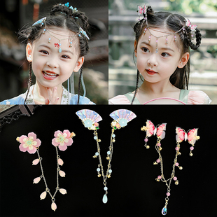 儿童古风额头链女童汉服头饰公主发饰古代流苏发夹中国风2022新款