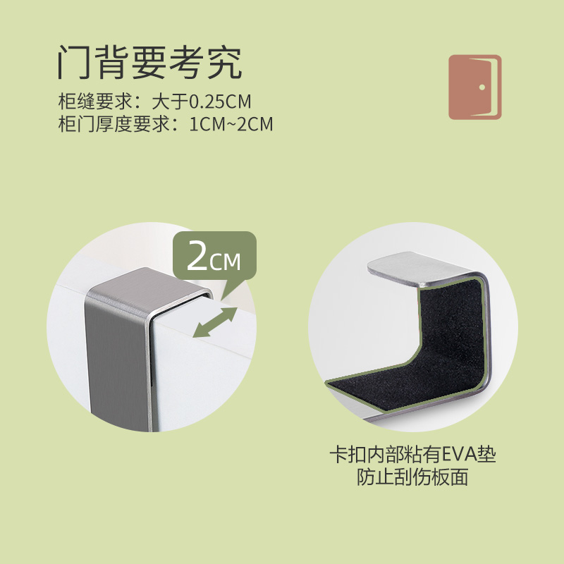 橱柜门背式挂柜门置物架浴室厨房调料味收纳架免打孔门后收纳盒子