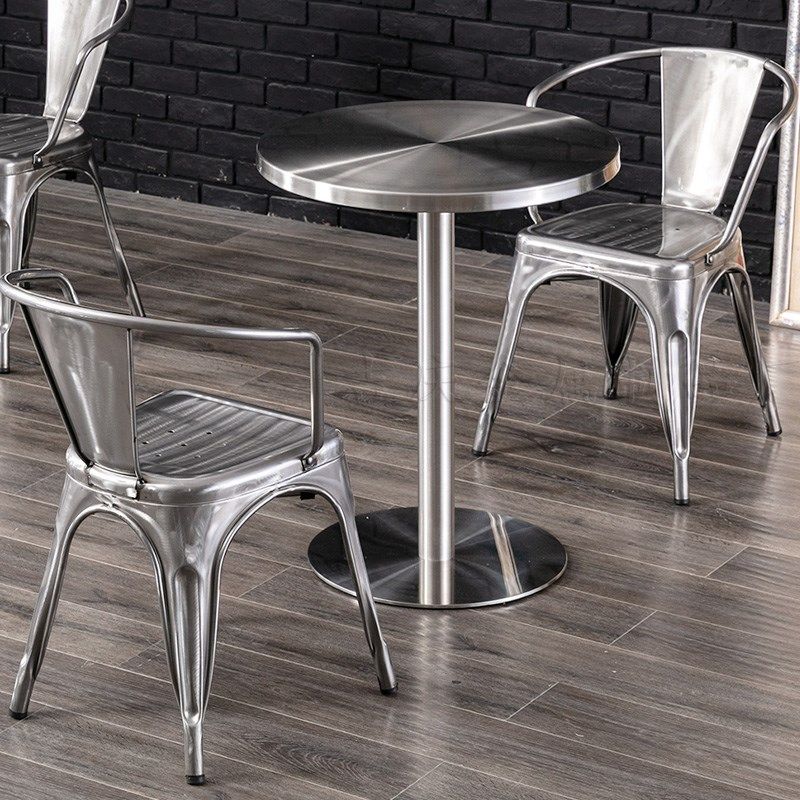 不锈钢小圆桌子简约工业风咖啡厅网红奶茶店户外阳台金属圆形餐桌,住宅家具,不锈钢/PVC餐桌,淘宝优惠券,粉丝福利购,淘宝优惠卷