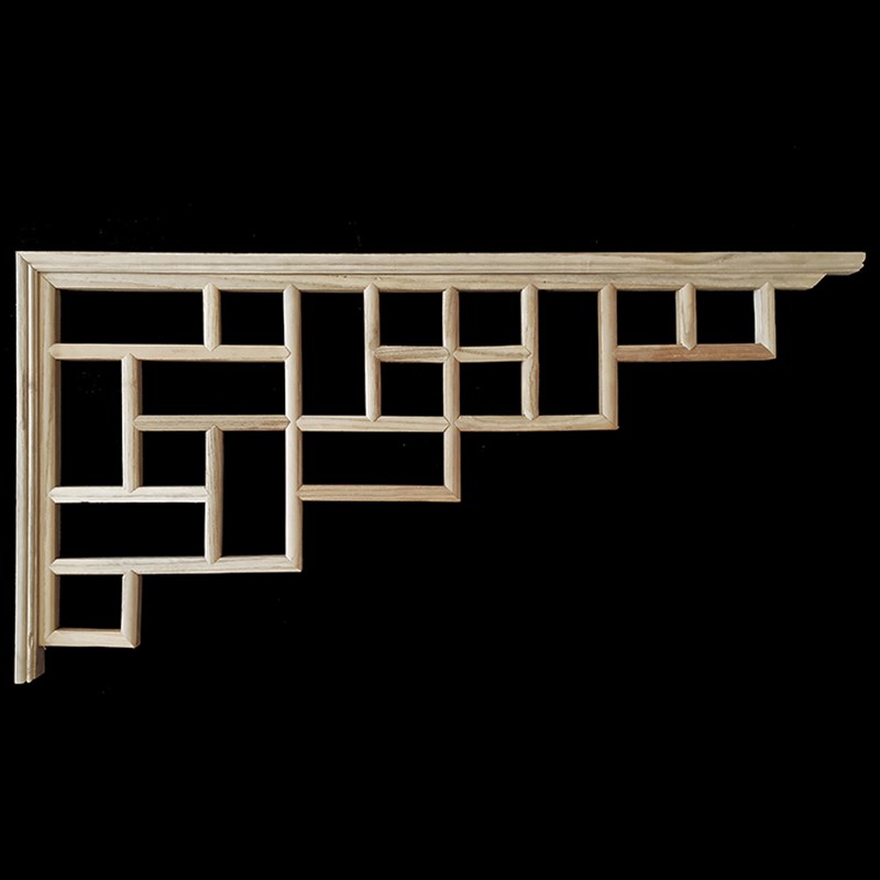 东阳木雕吊顶枪角中式装修实木仿古雕花线条镂空花格欧式角花梁托