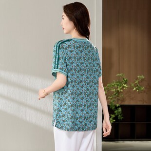 加肥加大码女装胖mm夏装洋气时尚雪纺上衣胖妹妹宽松显瘦短袖T恤