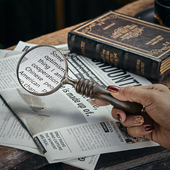 复古做旧手持实木手柄放大镜样板间软装 饰饰品摄影拍照道具 摆件装