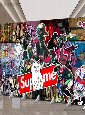 潮牌AWS风隔断墙折叠移动K美发屏DDQz店网红简约d移动直播间背景