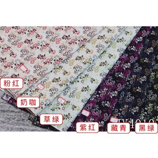 新款涤棉色织复古提花面料浮雕挺括做旧树皮皱质感女装箱包布料