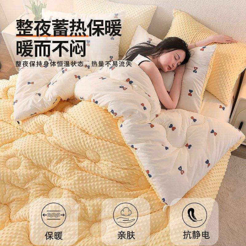 AB版豆豆绒被子2023新款冬季加厚棉被冬被宿舍学生单双人保暖被芯