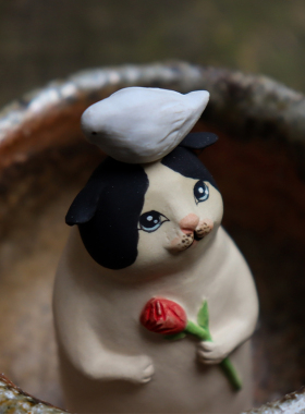 精致日式可爱猫咪小物公仔创意陶瓷饰品摆件女孩生日礼物办公居家