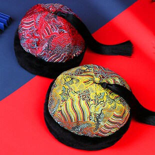 宝宝帽子瓜皮帽男童冬季抓周婴儿周岁新年唐装过年加厚保暖地主帽