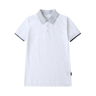 T恤男女款 中小学生校服学院英伦风园服夏季 白色藏青格子翻领短袖