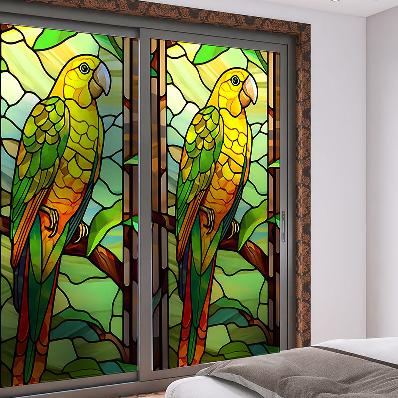 欧式复古窗花纸美式彩色玻璃贴化妆室浴室窗户静电贴膜磨砂不透明