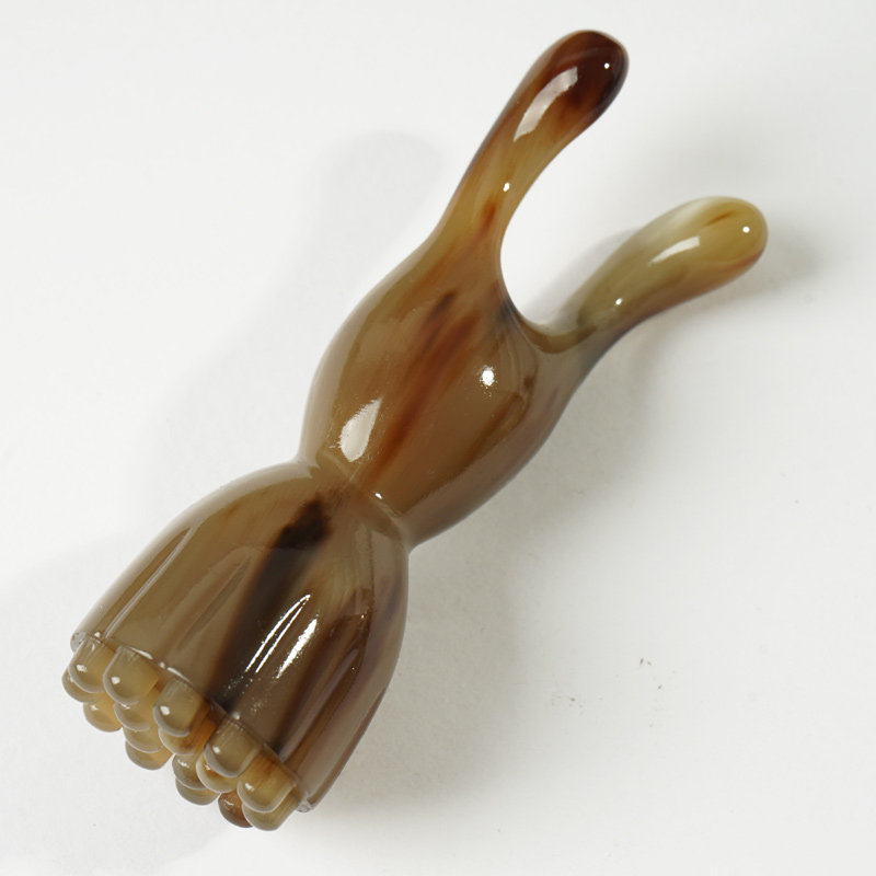 白水牛角莲蓬头实心16珠刮痧按摩面部美容眼部拔筋棒美鼻美耳神器