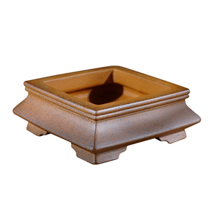 高档精品名家唯珍高温段泥柴烧微型把玩收藏小号四方紫砂盆景花盆