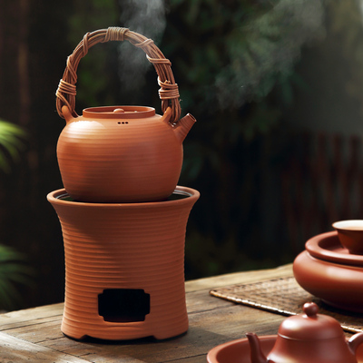潮州水木砂铫静音电陶炉煮茶壶茶炉小型家用烧水炉老式红泥烧水壶