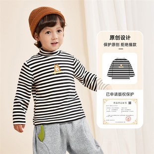 女童中高领婴儿厚上衣男童童装 T恤加绒童装 秋冬季 儿童打底衫