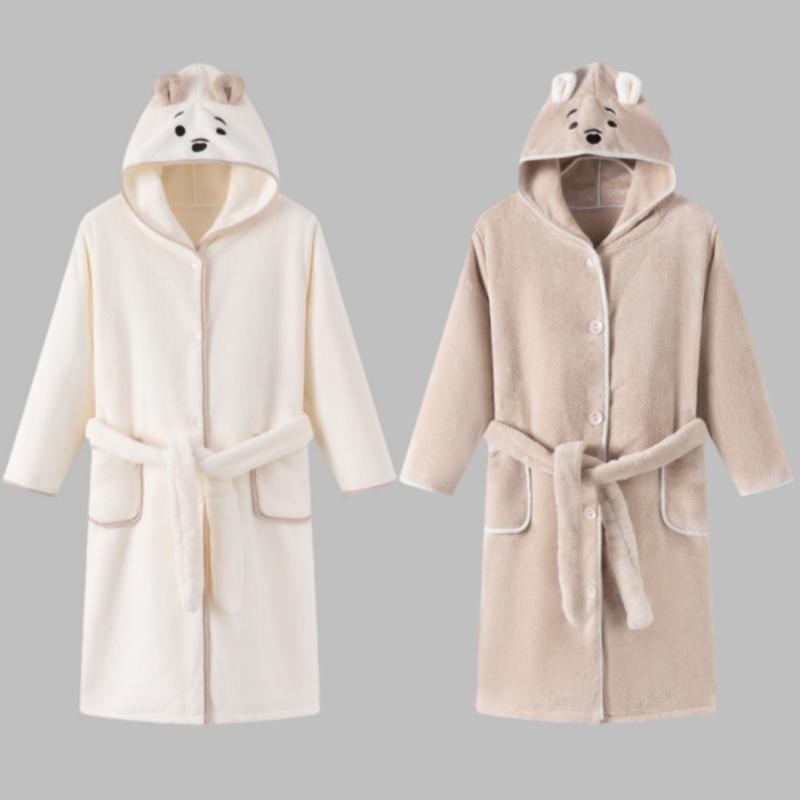 儿童长袖浴袍加长睡袍可穿式浴巾宝宝洗澡游泳吸水冬天女男童专用