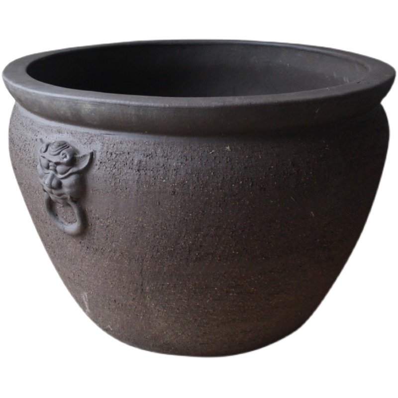 紫砂大缸花盆水养盆庭院大缸透气盆陶缸陶盆大盆大口径花盆土陶盆